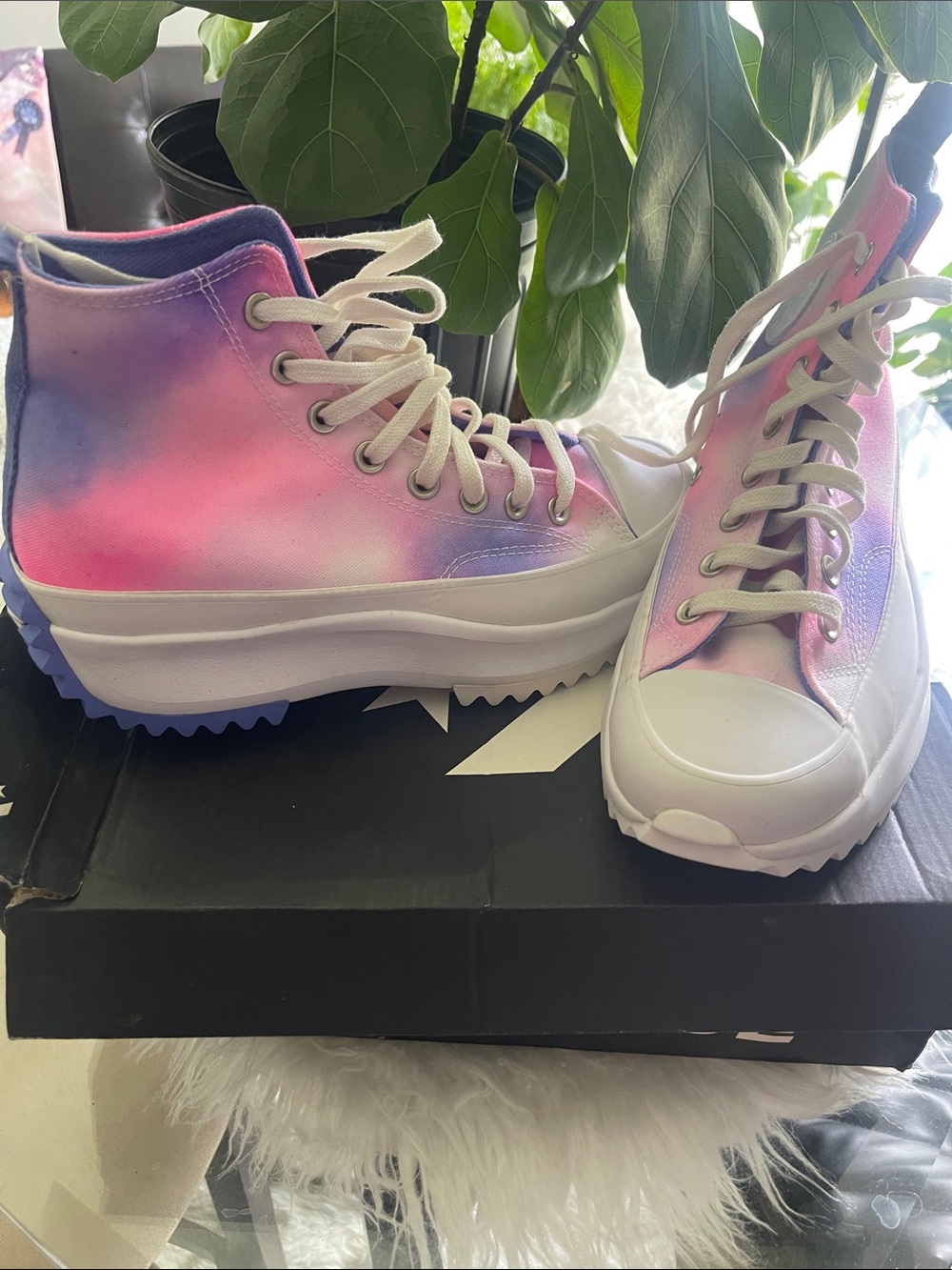 Converse Platform High-Tops in Pink and Purple Tie-Dye